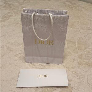 Dior Cream White and Gold shopping gift bag + envelope